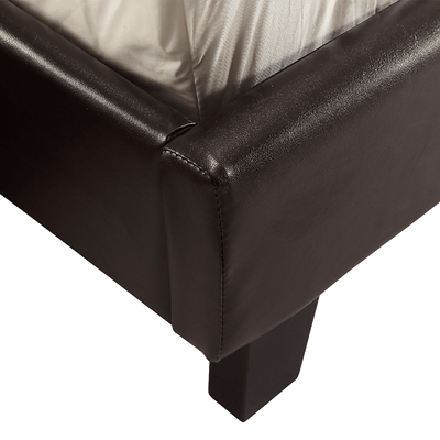 Queen PU Leather Bed Frame Brown