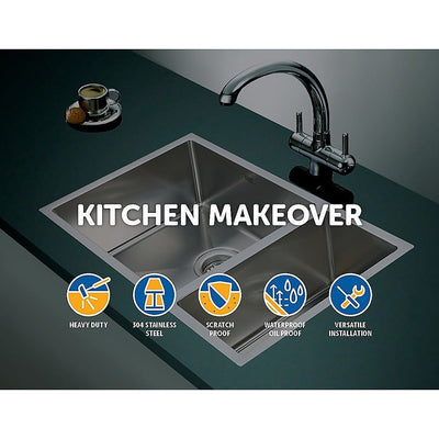 715x440mm Handmade Stainless Steel Undermount / Topmount Kitchen Sink with Waste
