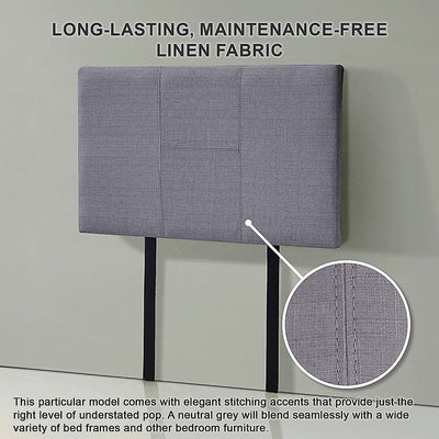Linen Fabric Single Bed Headboard Bedhead - Grey