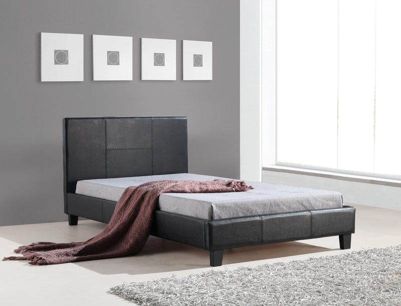 King Single PU Leather Bed Frame Black - Payday Deals