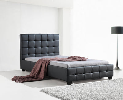 King Single PU Leather Deluxe Bed Frame Black - Payday Deals