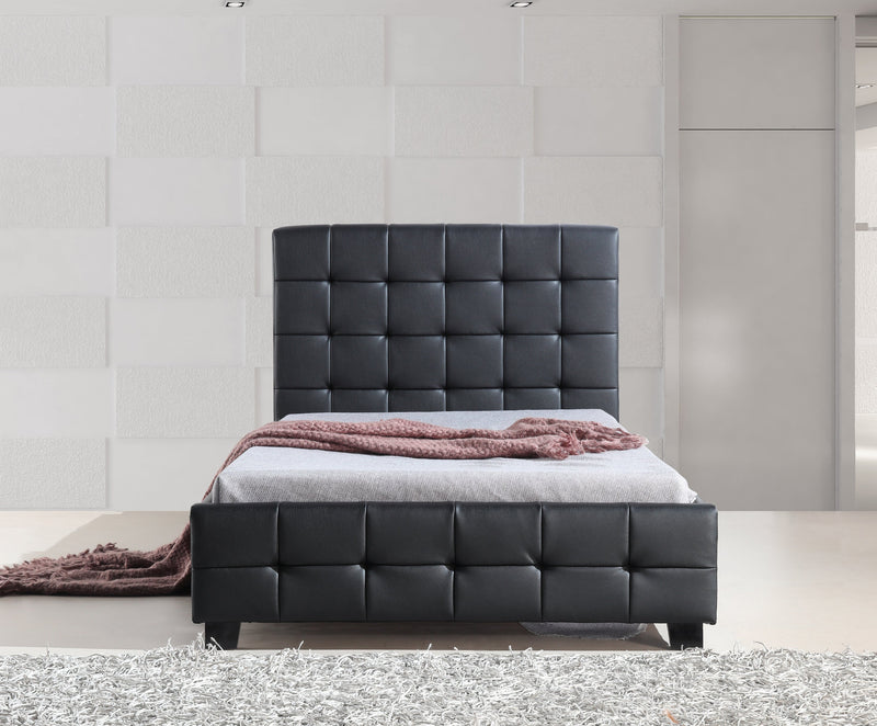 King Single PU Leather Deluxe Bed Frame Black - Payday Deals
