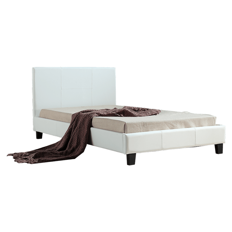 King Single PU Leather Bed Frame White