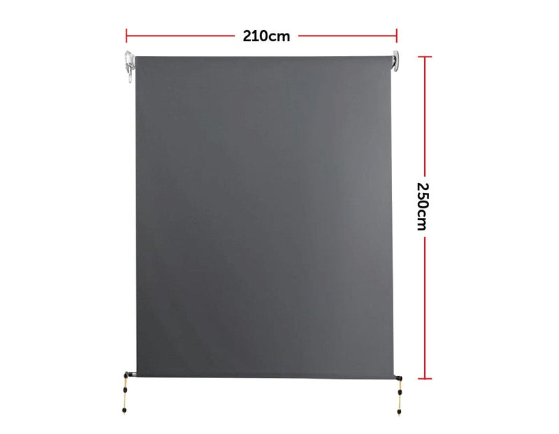 Retractable Straight Drop Roll Down Awning Garden Patio Screen 2.1X2.5M - Payday Deals