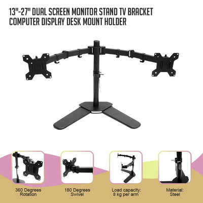 13"-27" Dual Screen Monitor Stand TV Bracket Computer Display Desk Mount Holder - Payday Deals