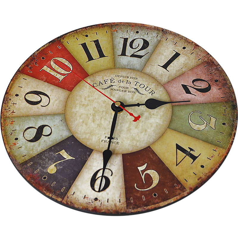 Large Colourful Wall Clock Kitchen Office Retro Timepiece - Payday Deals