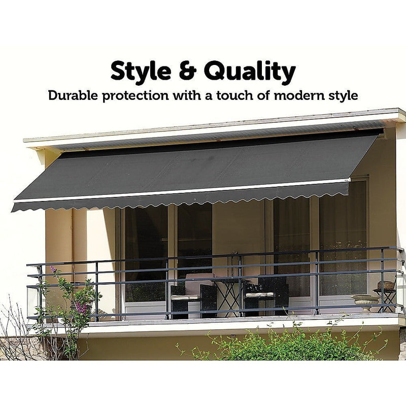 Outdoor Folding Arm Awning Retractable Sunshade Canopy Grey 4.0m x 2.5m Payday Deals