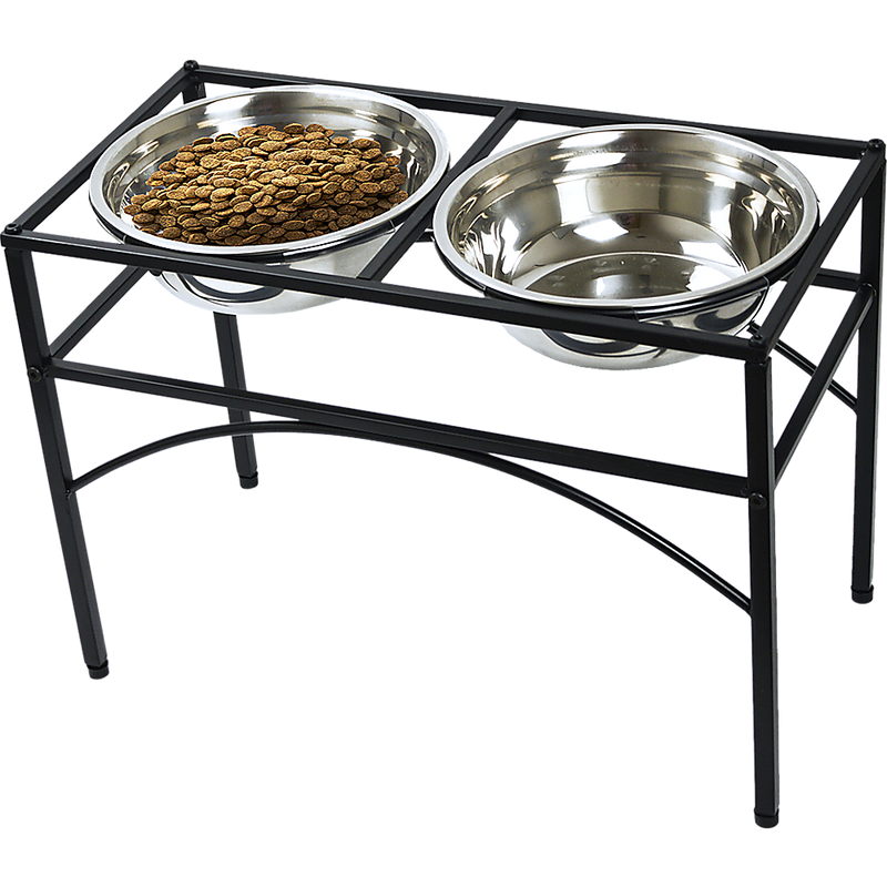 Dual Elevated Raised Pet Dog Puppy Feeder Bowl Stainless Steel Food Water Stand