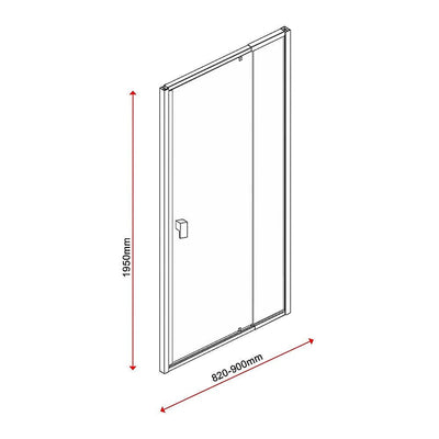 Adjustable Semi Frameless Shower Screen (82~90) x 195cm Australian Safety Glass