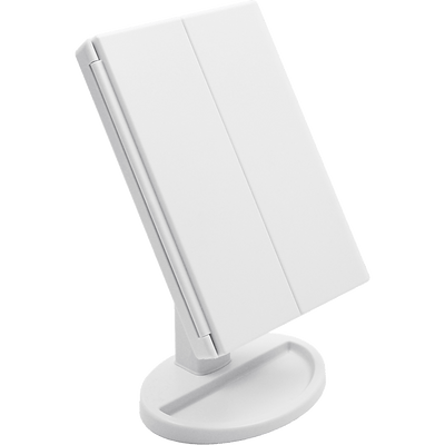 Makeup Mirror With LED Light Standing Mirror Magnifying Tri-Fold Touch