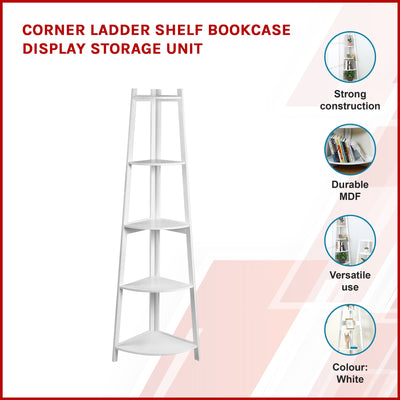 Corner Ladder Shelf Bookcase Display Storage Unit