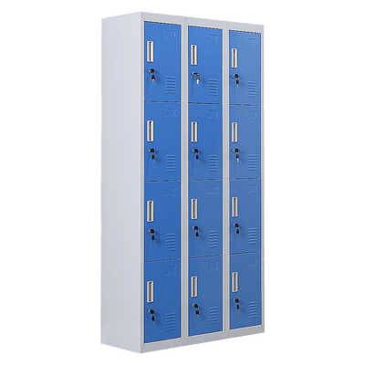 12-Door Locker for Office Gym Shed School Home Storage - Standard Lock with Keys