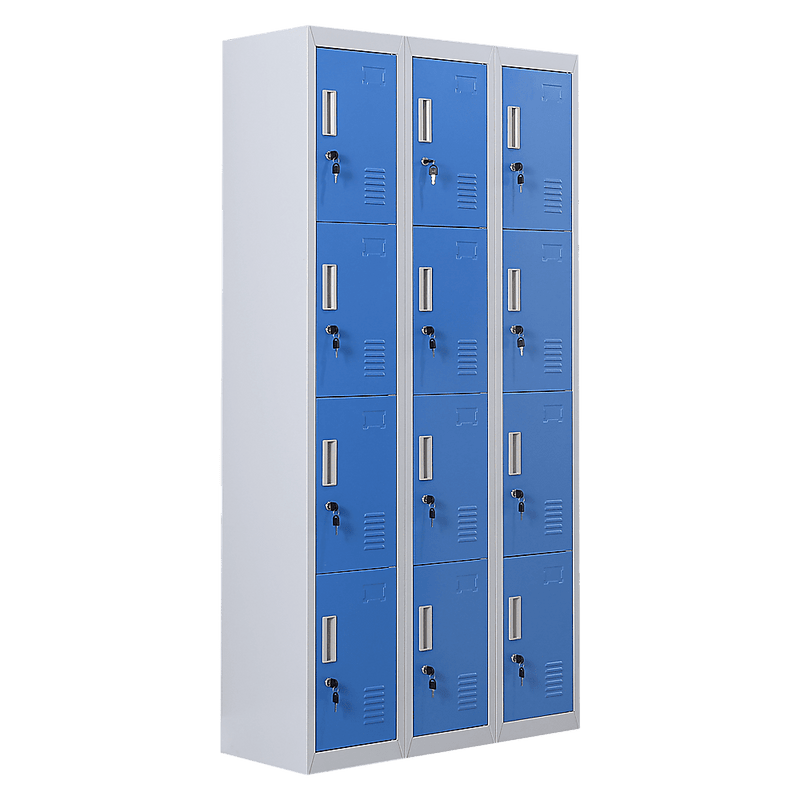 12-Door Locker for Office Gym Shed School Home Storage - Standard Lock with Keys