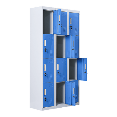 12-Door Locker for Office Gym Shed School Home Storage - Standard Lock with Keys