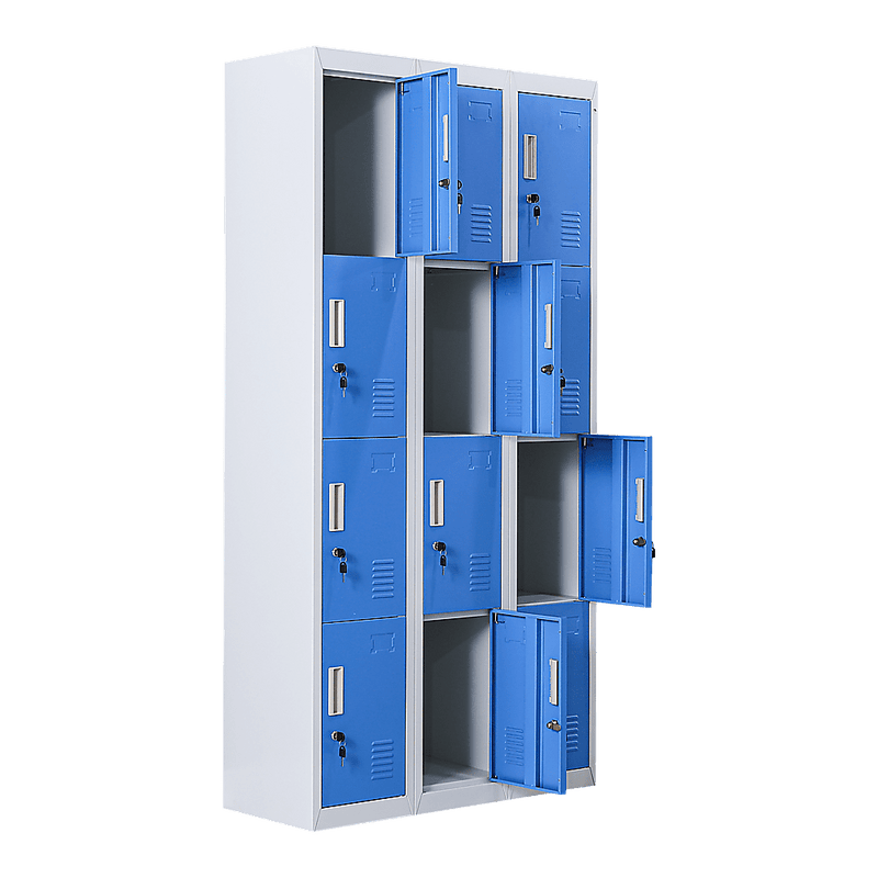 12-Door Locker for Office Gym Shed School Home Storage - Standard Lock with Keys