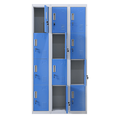 12-Door Locker for Office Gym Shed School Home Storage - Standard Lock with Keys