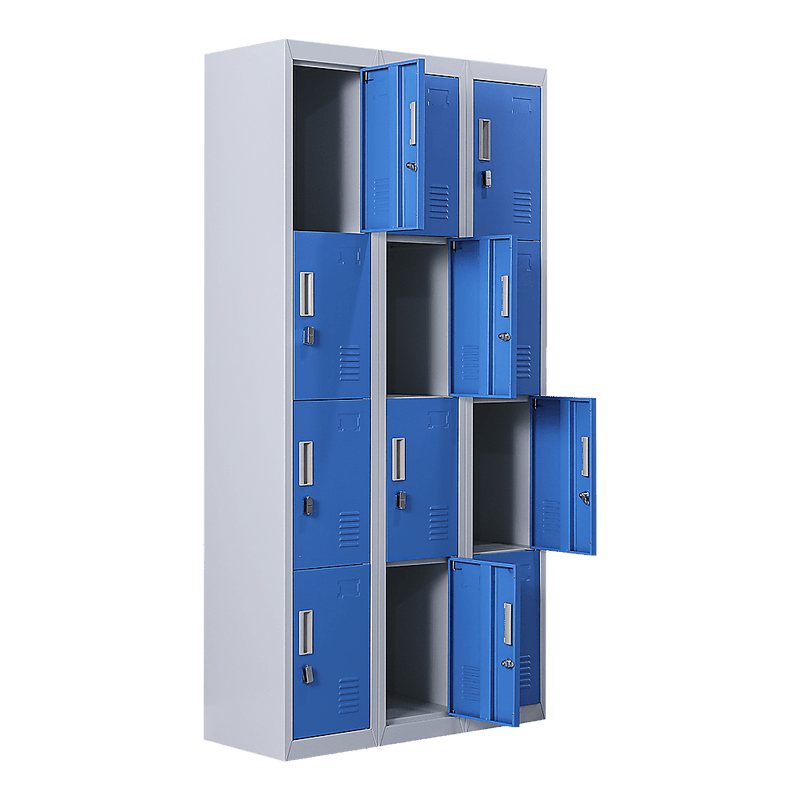 12-Door Locker for Office Gym Shed School Home Storage - Padlock-operated