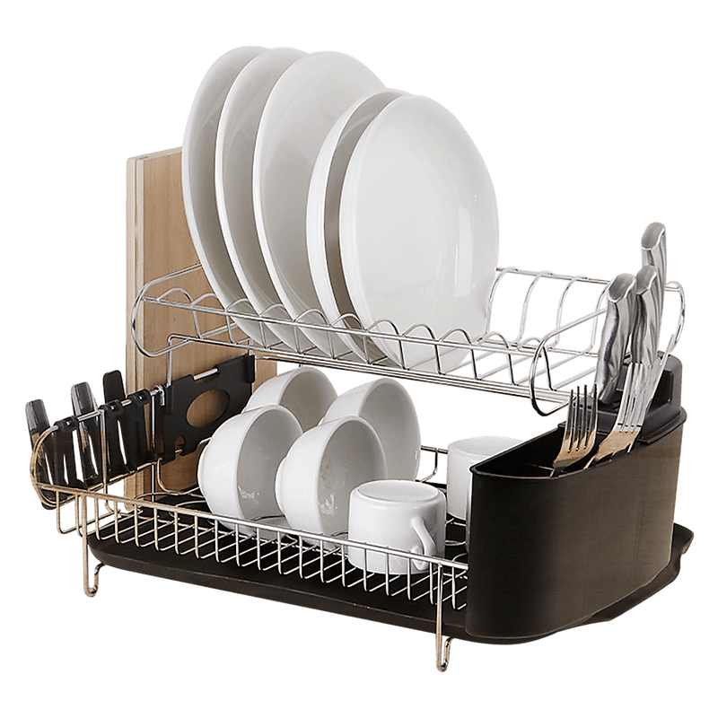 Dish Drying Rack Drainer Cup Plate Holder Cutlery Tray Kitchen Organiser