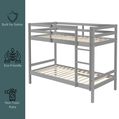 Tracey Solid Pinewood Kids' Single Bunk Bed Dark Grey - Payday Deals
