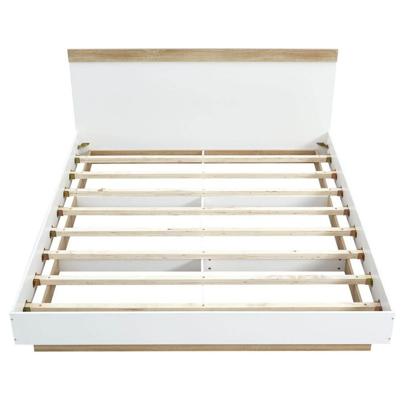 Aiden Industrial Contemporary White Oak Bed Frame Queen Size - Payday Deals