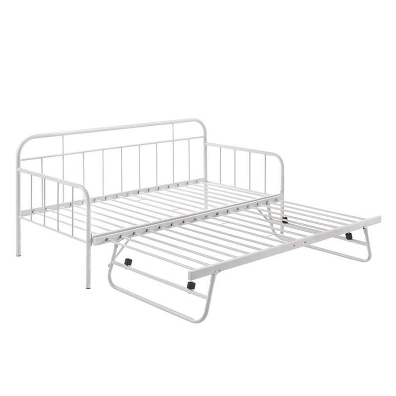 Metal Daybed Pop Up Trundle Sofa Bed Frame Single Size White