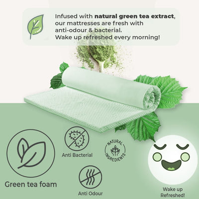 Green Tea Cool Gel Memory Foam Mattress 36cm 5 Zone Queen - Payday Deals