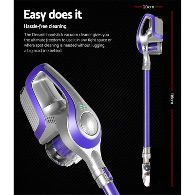 Devanti Cordless Stick Vacuum Cleaner - Purple & Grey - Payday Deals
