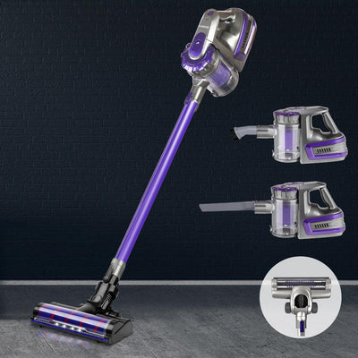 Devanti 150W Stick Handstick Handheld Cordless Vacuum Cleaner 2-Speed with Headlight Purple - Payday Deals