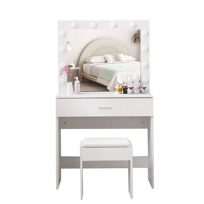 Levede Dressing Table tool Set LED Makeup Mirror Jewellery organizer Cabinet With 12 Bulbs - Payday Deals