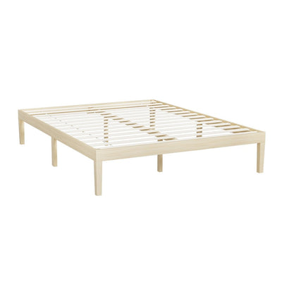 Artiss Bed Frame Queen Size Wooden Base Mattress Platform Timber Pine BRUNO