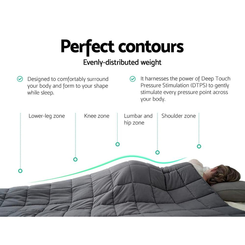Weighted Blanket Kids 2.3KG Heavy Gravity Blankets Microfibre Cover Comfort Calming Deep Relax Better Sleep Grey - Payday Deals