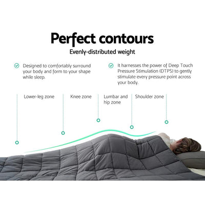Weighted Blanket Adult 7KG Heavy Gravity Blankets Microfibre Cover Glass Beads Calming Sleep Anxiety Relief Grey - Payday Deals