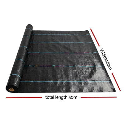 Instahut 1.83m x 50m Weedmat Weed Control Mat Woven Fabric Gardening Plant PE - Payday Deals