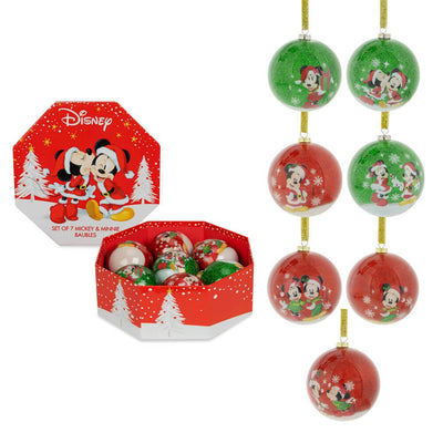 Christmas Disney Baubles Mickey & Minnie Mouse Set of 7