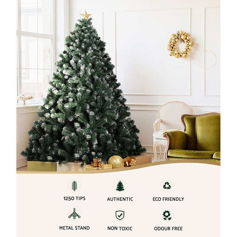 Jingle Jollys Christmas Tree 2.1M Xmas Trees Decorations Snowy 1250 Tips - Payday Deals