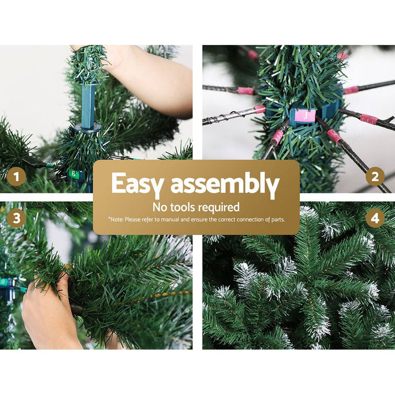 Jingle Jollys Christmas Tree 2.4M Xmas Trees Decorations Snowy 1500 Tips - Payday Deals