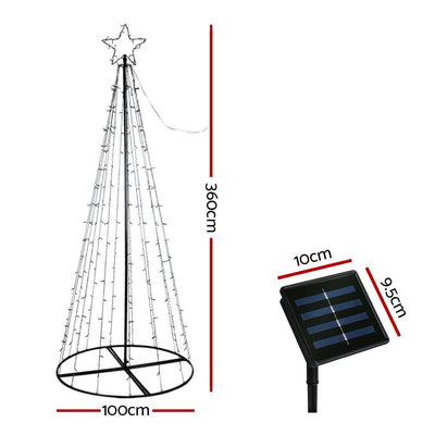 Jingle Jollys Solar Power Christmas Tree 3.6M 400 LED Xmas Trees 8 Light Modes