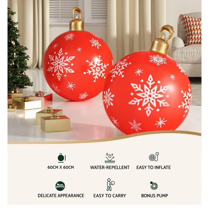 Jingle Jollys Christmas Inflatable Ball 60cm Decoration Giant Bauble Red