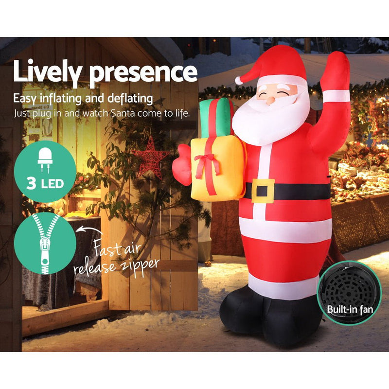 Jingle Jollys 2.4M Christmas Inflatables Santa Xmas Light Decor LED Airpower