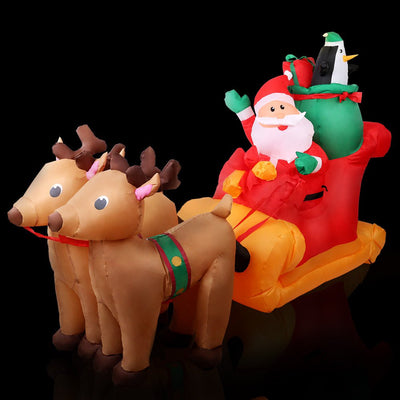 Jingle Jollys 2.2M Christmas Inflatable Santa Sleigh Ride Reindeer Deer Decor