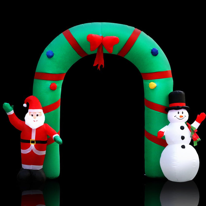 Jingle Jollys 2.8M Christmas Inflatable Giant Arch Way Santa Snowman Light Decor