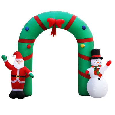 Jingle Jollys 2.8M Christmas Inflatable Giant Arch Way Santa Snowman Light Decor