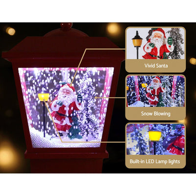 Jingle Jollys 1.8M Christmas Lamp Post Lights with Falling Snow Street Red Decor