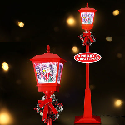 Jingle Jollys 1.8M Christmas Lamp Post Lights with Falling Snow Street Red Decor