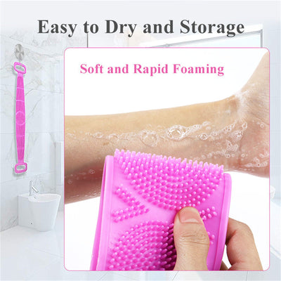 A+Living Bath Towel Silicone Exfoliating Back Scrub Strap Body Shower Brush Wash Purple Payday Deals