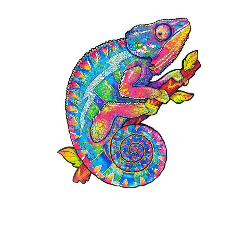 A3 Chameleon Wooden Jigsaw Puzzles Unique Animal Shapes Kids Adult Toy Gift Payday Deals