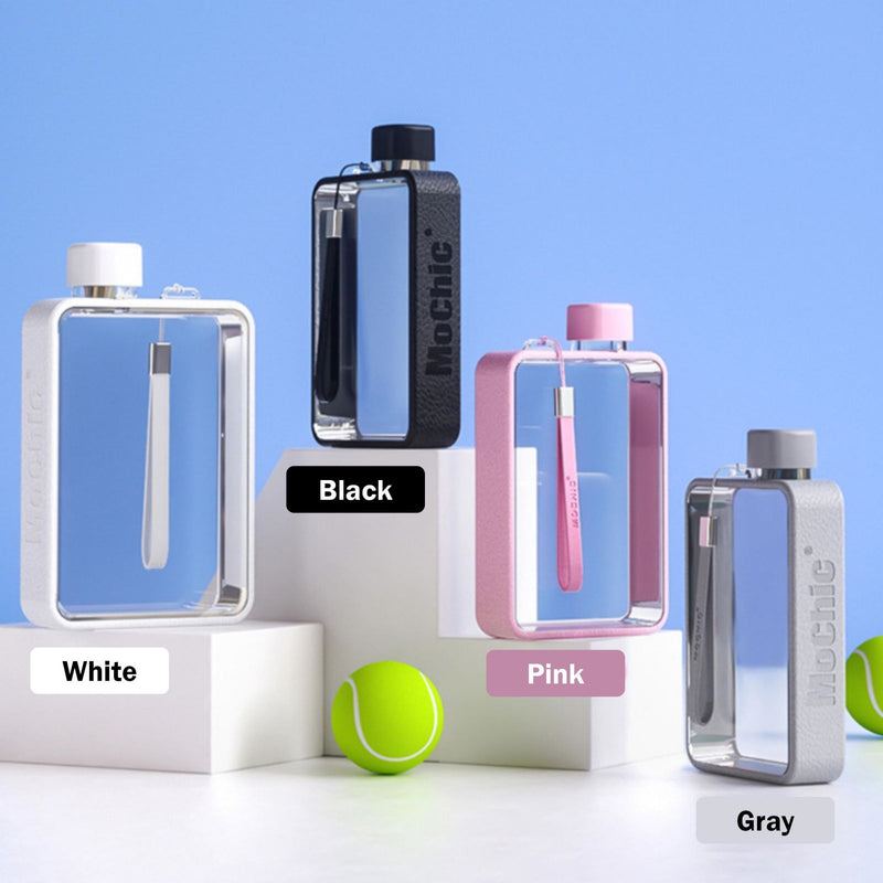 A5 Flat Water Bottle Portable Travel Mug BPA Free Water Bottle (Grey) Payday Deals