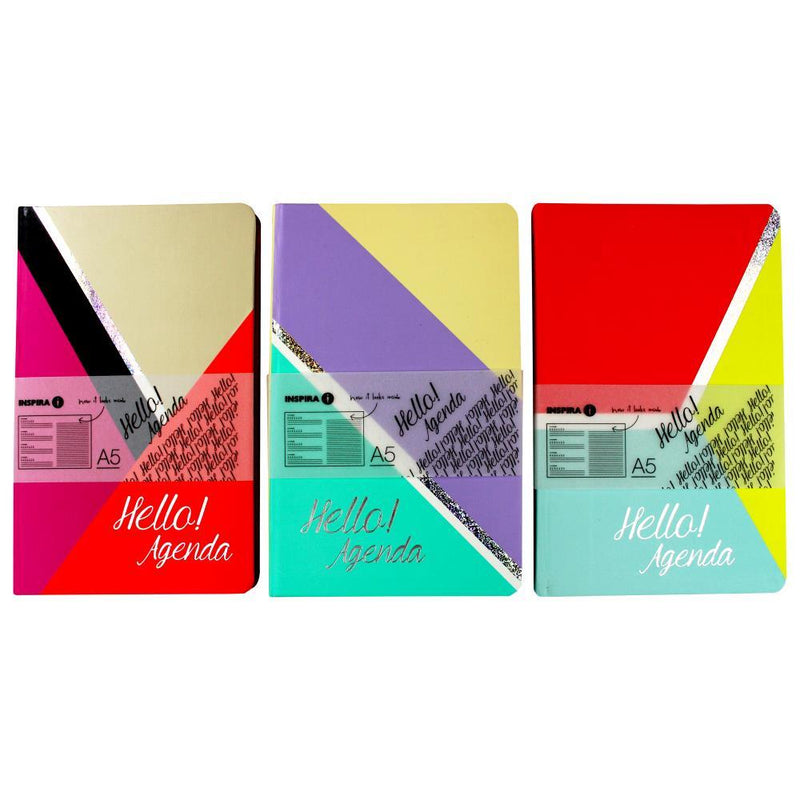 A5 Hello Agenda 96 Pages Dated Note Book Notebook - Assorted Colours Payday Deals