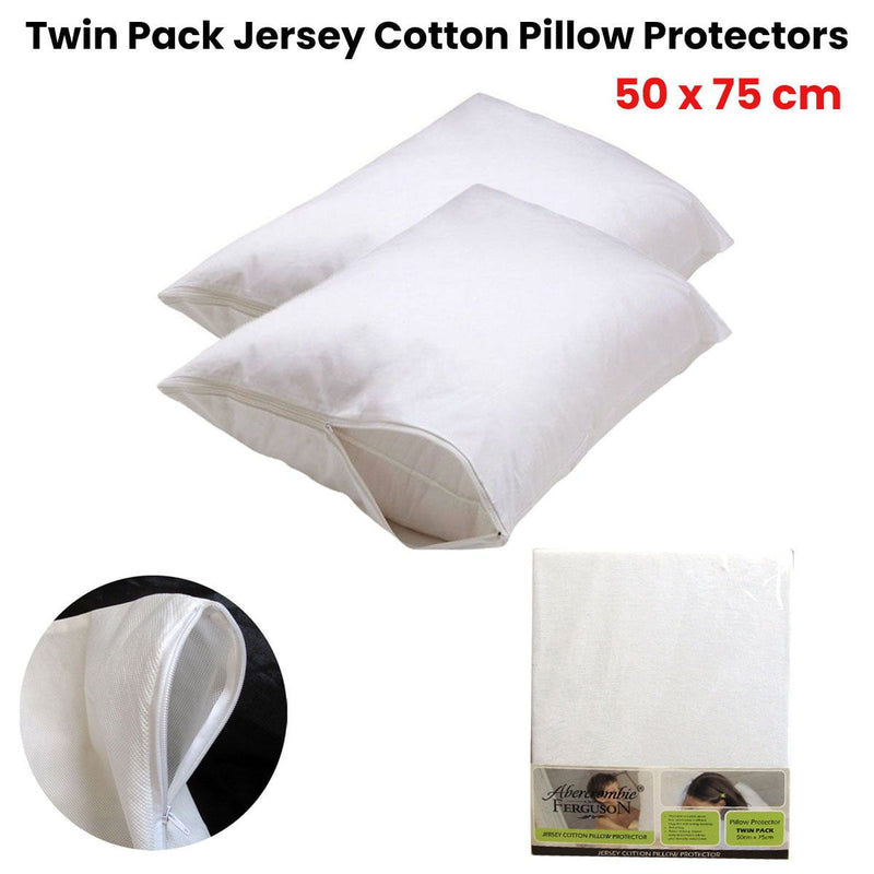 Abercrombie and Ferguson Twin Pack Jersey Cotton Pillow Protectors 50 x 75 cm Payday Deals