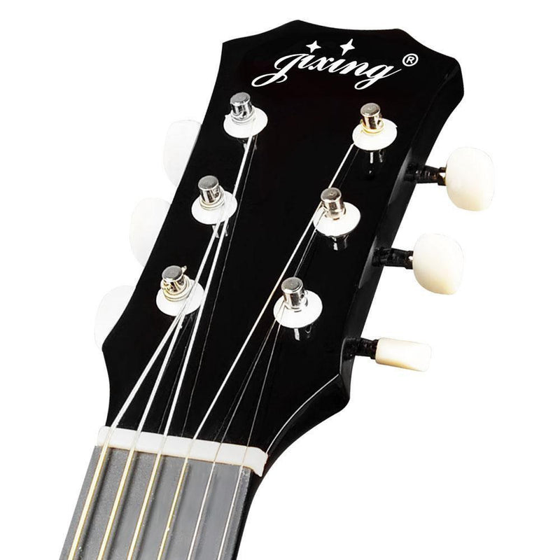  Acoustic Cutaway Guitar Black w/ Steel String Stand Strap